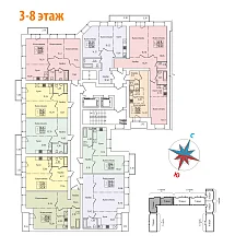 3-8 этаж, 1 секция